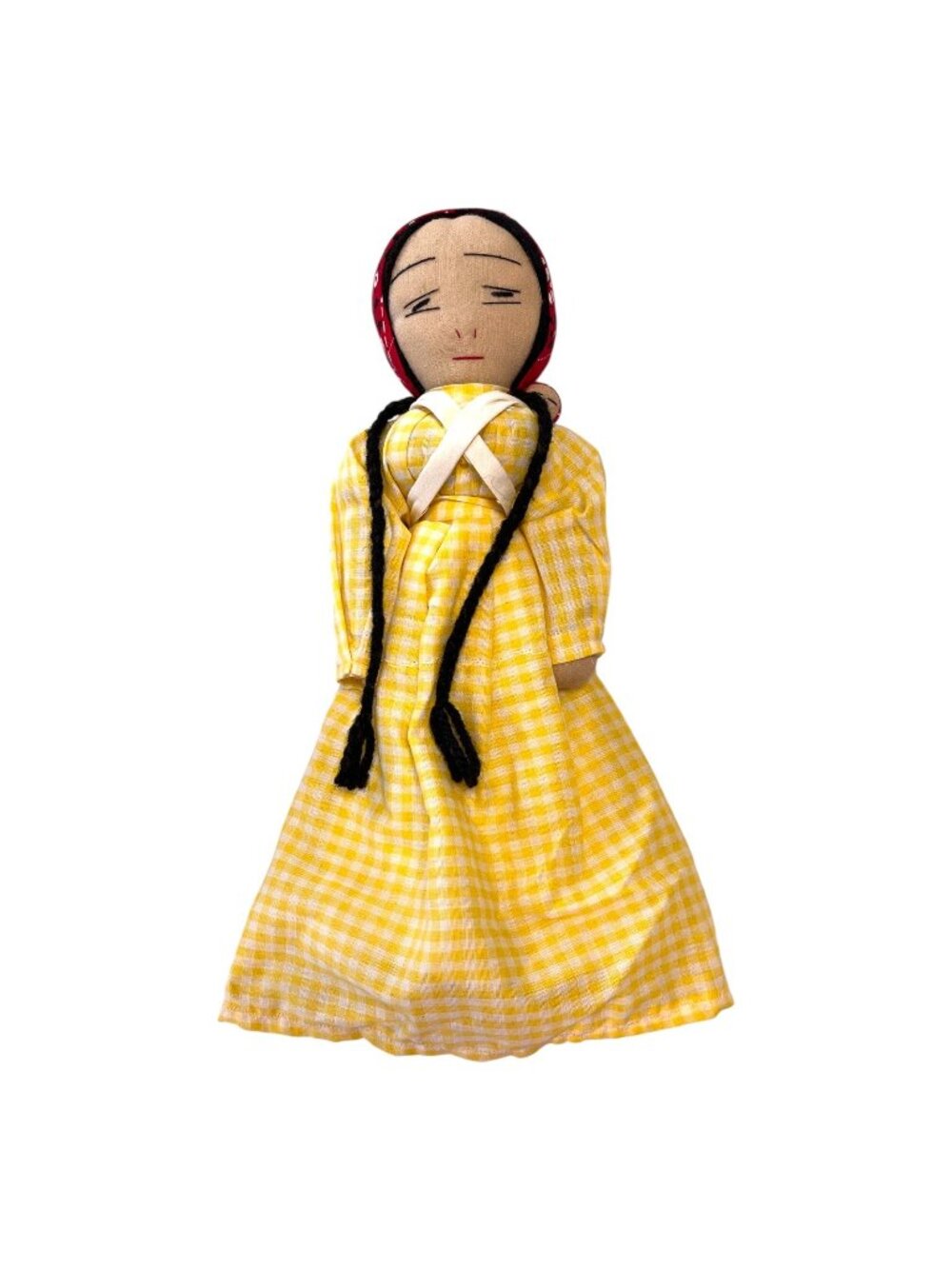 Vintage 1970s Native American Style Mother Baby Folk Art Cloth Doll 13"